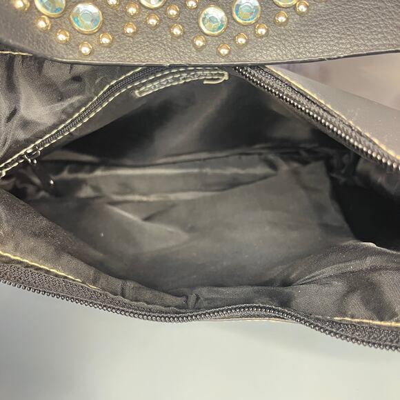 Steve Madden Black Hobo Shoulder Bag – Embellished Rhinestone Shoulder Strap - Picture 8 of 11